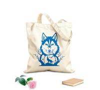 AILOONG High-definition printed tote bags Howling Wolf Silhouette In Forest Animal Wolf Tree 340g/m² thick fabric Reusable