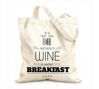 AILOONG High-definition printed tote bags Kitchen Cafe Phrase Meal Without Wine Is Called Breakfast 12 oz thick fabric Reusable 35x40cm Large