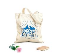 AILOONG High-definition printed tote bags Motivation Phrase Explore More Discover Travel 340g/m² thick fabric Reusable