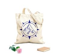 AILOONG High-definition printed tote bags Mountains Compass Logo Travel Agency Adventure 340g/m² thick fabric Reusable