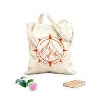 AILOONG High-definition printed tote bags Mountains Compass Logo Travel Agency Adventure 340g/m² thick fabric Reusable