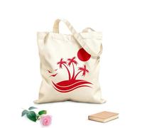 AILOONG High-definition printed tote bags Palm Tree Beach Style Sun Sea Weave Traveling 340g/m² thick fabric Reusable