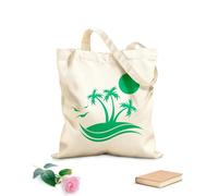 AILOONG High-definition printed tote bags Palm Tree Beach Style Sun Sea Weave Traveling 340g/m² thick fabric Reusable