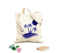 AILOONG High-definition printed tote bags Palm Tree Beach Style Sun Sea Weave Traveling 340g/m² thick fabric Reusable