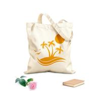 AILOONG High-definition printed tote bags Palm Tree Beach Style Sun Sea Weave Traveling 340g/m² thick fabric Reusable
