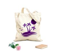 AILOONG High-definition printed tote bags Palm Tree Beach Style Sun Sea Weave Traveling 340g/m² thick fabric Reusable
