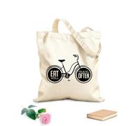 AILOONG High-definition printed tote bags Phrase Eat Well Travel Often Kitchen 12 oz thick fabric Reusable 35x40cm Large