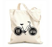 AILOONG High-definition printed tote bags Phrase Eat Well Travel Often Kitchen 12 oz thick fabric Reusable 31x36cm Medium