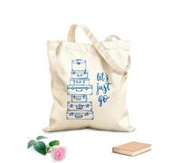 AILOONG High-definition printed tote bags Phrase Let's Just Go Travel Adventure Suitcases 340g/m² thick fabric Reusable