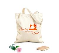 AILOONG High-definition printed tote bags Sewing Machine Sewing Mending Soul Quote Fabric Shop Sewing Shop 340g/m² thick fabric Reusable