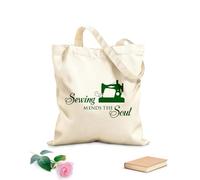 AILOONG High-definition printed tote bags Sewing Machine Sewing Mending Soul Quote Fabric Shop Sewing Shop 340g/m² thick fabric Reusable