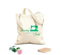 AILOONG High-definition printed tote bags Sewing Machine Sewing Mending Soul Quote Fabric Shop Sewing Shop 340g/m² thick fabric Reusable