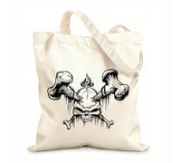 AILOONG High-definition printed tote bags Skull Bones Skeleton Corpse Grave Dead Fire 12 oz thick fabric Reusable 25x30cm Small