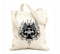 AILOONG High-definition printed tote bags Skull Skeleton Playing Card Suits Death Spades 12 oz thick fabric Reusable 35x40cm Large
