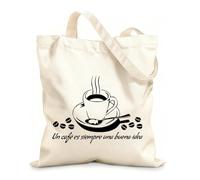 AILOONG High-definition printed tote bags Spanish Coffee Restaurant Kitchen Cafe Is Always A Good Idea Cafe Bar 12 oz thick fabric Reusable 35x40cm Large