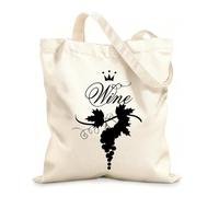 AILOONG High-definition printed tote bags Stylized Grapes Symbol Wine Shop Vine 12 oz thick fabric Reusable 25x30cm Small