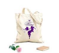 AILOONG High-definition printed tote bags Stylized Grapes Symbol Wine Shop Vine 340g/m² thick fabric Reusable
