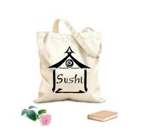 AILOONG High-definition printed tote bags Sushi Bar Japanese Food Asian Restaurant 12 oz thick fabric Reusable 31x36cm Medium