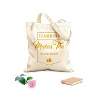 AILOONG High-definition printed tote bags Teamwork Makes The Dream Work Office Style 340g/m² thick fabric Reusable