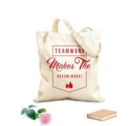 AILOONG High-definition printed tote bags Teamwork Makes The Dream Work Office Style 340g/m² thick fabric Reusable