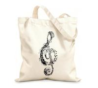 AILOONG High-definition printed tote bags Treble Clef Bird Skeleton Skull Pattern 12 oz thick fabric Reusable 35x40cm Large