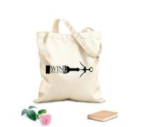 AILOONG High-definition printed tote bags Wine Red White Bottle Poetry Corkscrew 12 oz thick fabric Reusable 35x40cm Large