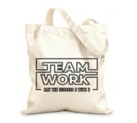 AILOONG High-definition printed tote bags Words Teamwork Star Wars Work Office 12 oz thick fabric Reusable 31x36cm Medium