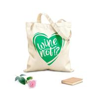 AILOONG High-definition printed tote bags Words Wine Not Question Wine Shop Heart Symbol 340g/m² thick fabric Reusable