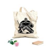 AILOONG Hockey goalie preparing to repel opponent's attack Customizable pattern canvas bags 12 oz thick fabric Matches clothing 25x30cm Small