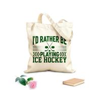 AILOONG i d rather be playing ice hockey typography design Customizable pattern canvas bags 340g/m² thick fabric Matches clothing