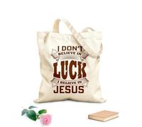 AILOONG i don't believe in luck i believe in jesus Customizable pattern canvas bags 340g/m² thick fabric Matches clothing