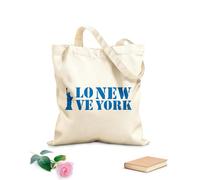AILOONG i love new york typography lettering and liberty statue design Customizable pattern canvas bags 340g/m² thick fabric Matches clothing