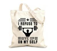 AILOONG i refuse to give up on myself Customizable pattern canvas bags 12 oz thick fabric Matches clothing 31x36cm Medium