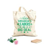 AILOONG i teach tomorrow leaders i'm kind of a big deal teacher quotes typographic graphic or poster design Customizable pattern canvas bags 340g/m² thick fabric Matches clothing