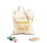 AILOONG i wanna be drunk when i'make up on the right side of the wrong bed design Customizable pattern canvas bags 340g/m² thick fabric Matches clothing