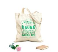 AILOONG i wanna be drunk when i'make up on the right side of the wrong bed design Customizable pattern canvas bags 340g/m² thick fabric Matches clothing