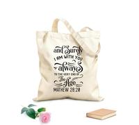 AILOONG I will be with you till the end of the age Matthew Bible Verse Canvas Wine Gift Bag 12 oz thick fabric Matches clothing 35x40cm Large