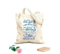 AILOONG I will be with you till the end of the age Matthew Bible Verse Canvas Wine Gift Bag 340g/m² thick fabric Matches clothing
