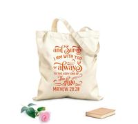 AILOONG I will be with you till the end of the age Matthew Bible Verse Canvas Wine Gift Bag 340g/m² thick fabric Matches clothing