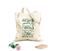 AILOONG I will be with you till the end of the age Matthew Bible Verse Canvas Wine Gift Bag 340g/m² thick fabric Matches clothing