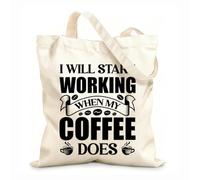 AILOONG i will start working when my coffee does coffee design Customizable pattern canvas bags 12 oz thick fabric Matches clothing 35x40cm Large