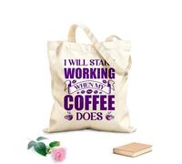 AILOONG i will start working when my coffee does coffee design Customizable pattern canvas bags 340g/m² thick fabric Matches clothing