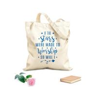 AILOONG if the stars are made to worship so will i christian design Customizable pattern canvas bags 340g/m² thick fabric Matches clothing