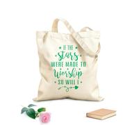AILOONG if the stars are made to worship so will i christian design Customizable pattern canvas bags 340g/m² thick fabric Matches clothing
