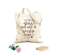 AILOONG if the stars are made to worship so will i christian design Customizable pattern canvas bags 340g/m² thick fabric Matches clothing