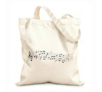 AILOONG Illustration of musical notes flowing gracefully across a stave Customizable pattern canvas bags 12 oz thick fabric Matches clothing 25x30cm Small