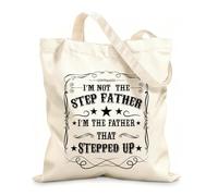 AILOONG i'm not the step father i'm the father that stepped up design Customizable pattern canvas bags 12 oz thick fabric Matches clothing 35x40cm Large