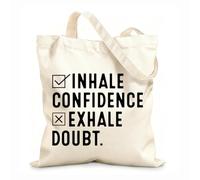 AILOONG inhale confidence exhale doubt motivational quotes hand drawn lettering Customizable pattern canvas bags 12 oz thick fabric Matches clothing 31x36cm Medium
