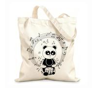 AILOONG Interesting Music Rhythm Panda Drum Melody Calico Women's Bags 12 oz thick fabric Foldable 35x40cm Large
