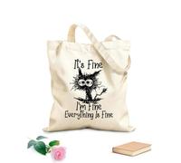 AILOONG Its Fine Im Everything Cotton Canvas Shoulder Bags 12 oz thick fabric Uses as a tool bag 31x36cm Medium